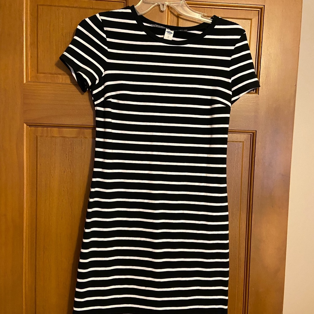 Old Navy black dress with white stripes
